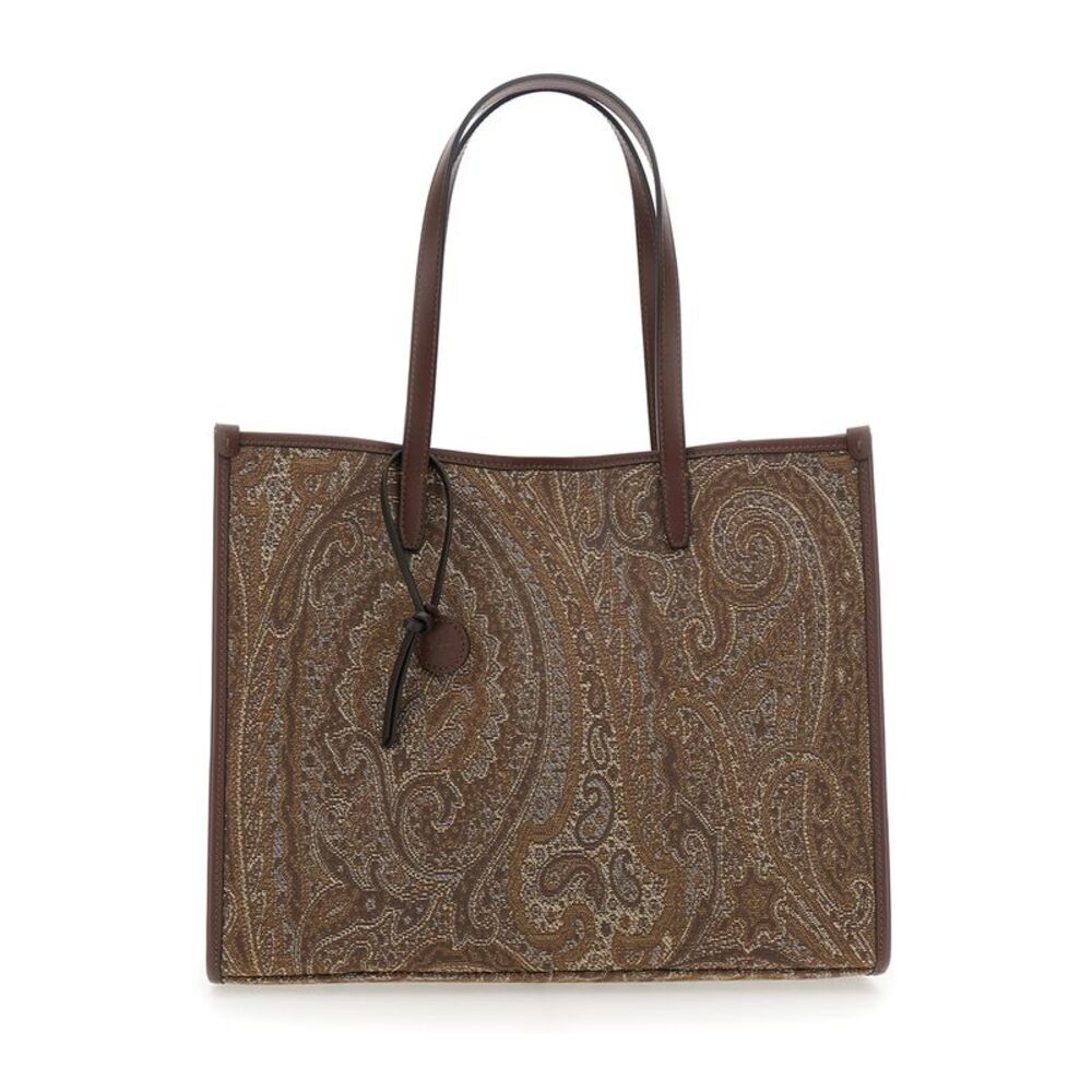 Etro Women 'Lovetrotter' Brown Tote Bag With Jacquard Motif In Denim For Women